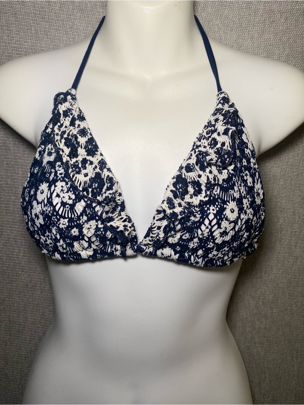 POLO Ralph Lauren Isle Ditsy Crochet Ruffle Ricky Bikini Top Navy